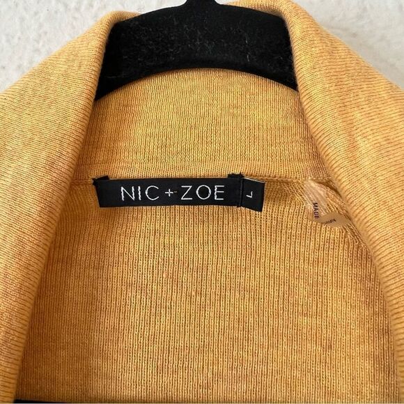 Nic+Zoe Cotton Blend Faux Wrap Sweater Size Large in Yellow - Picture 3 of 7